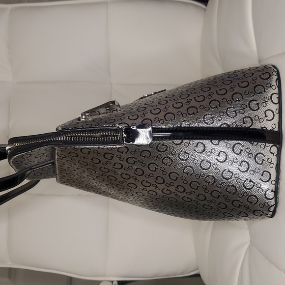 GUESS Metallic Silver Monogram Tote - Picture 7 of 8